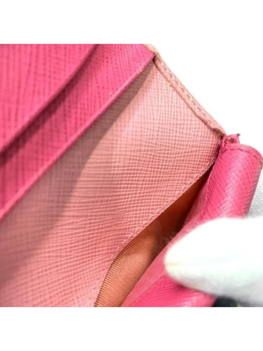 Prada 1 Mv204 Wallet Fold Compact Mini Logo Leather Pink